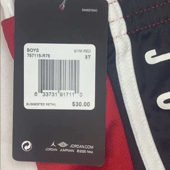 ⭐️HP⭐️ [ Air Jordan] Red Gym Shorts Dri-Fit NWT 3T - Picture 2 of 5